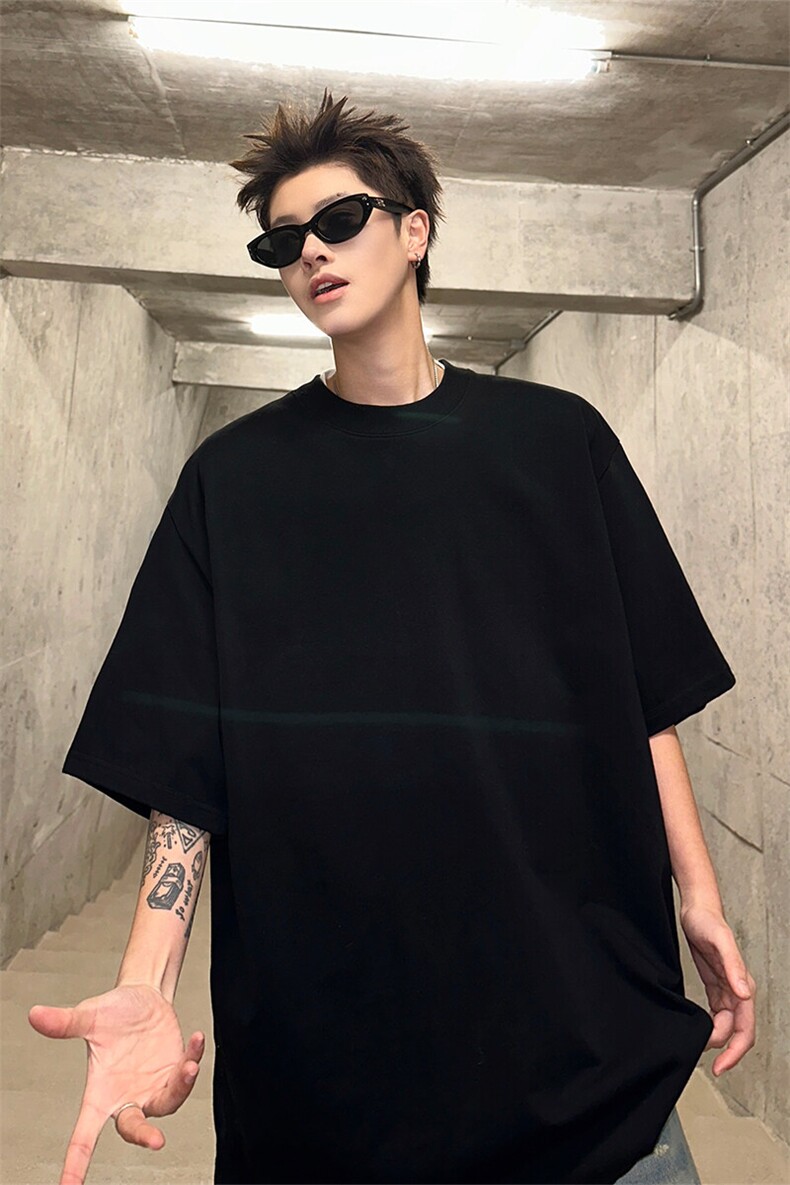 cleanfit重磅纯棉短袖t恤男款夏季黑色美式正肩小领口内搭打底衫,男装T恤,电商A102