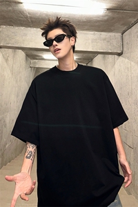 cleanfit重磅纯棉短袖t恤男款夏季黑色美式正肩小领口内搭打底衫图片