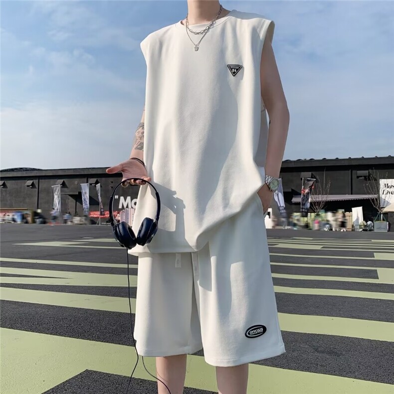 夏季套装男士短袖t恤薄款休闲背心短裤青少年速干篮球运动服,男装T恤,星座1013