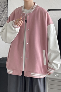 1港风毛呢子休闲宽松潮流棒球服夹克男外套大皂风7423P70控98图片