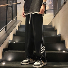 直播数据款春季新款撞色侧条纹伞兵裤宽松直筒休闲裤K503-P32，男装休闲裤，星座914-3