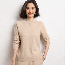 圆领羊绒衫女山羊绒秋冬内搭针织打底纯色毛衣，女装羊绒衫，五色羊羊绒