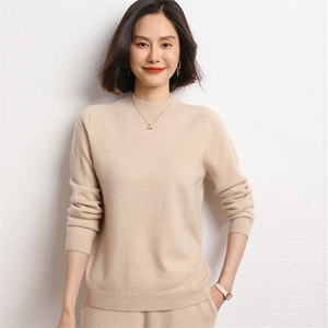 圆领羊绒衫女山羊绒秋冬内搭针织打底纯色毛衣图片