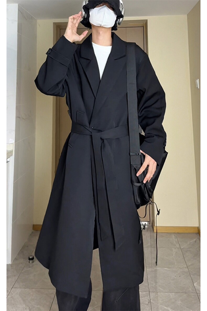 韩系风衣外套男士秋冬韩版潮流中长款过膝大衣F7300-P105【特价】,男装风衣,电商A007