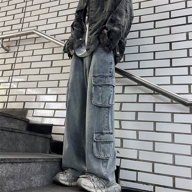 美式高街牛仔裤男潮个性裤脚2024秋冬新款ins长裤N0801-P53,男装牛仔裤,星座308B-1