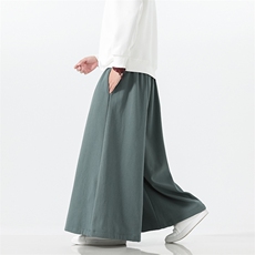 2025秋冬汉服唐装风棉麻阔腿裤马面裤K371加绒P65-常规P55，男装民族服装，电商A057B