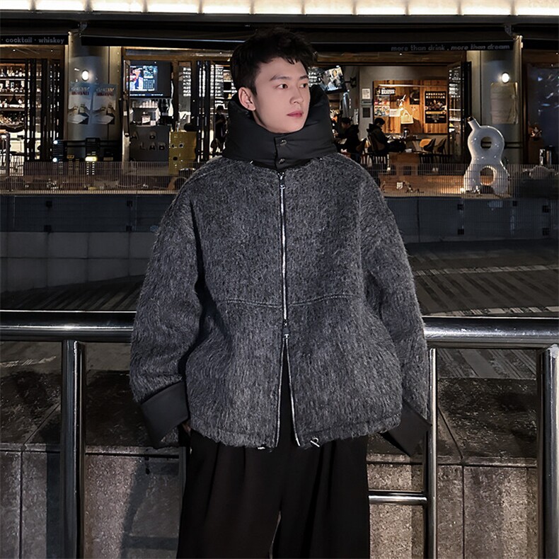 2025秋冬原创可拆卸加厚连帽纯色棉衣男外套A071-Y58-P138,男装棉衣,电商A071