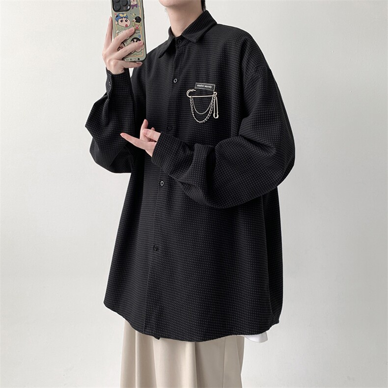 宽松百搭挂链长袖衬衫男KD630-P30,男装衬衫,电商D312-1