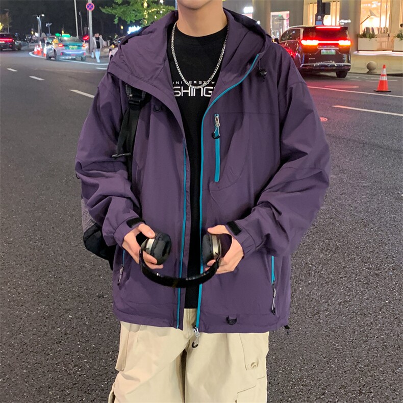 冲锋衣外套男2025春季新款宽松连帽休闲工装夹克潮流A02512-P83,男装夹克,星座308B-2