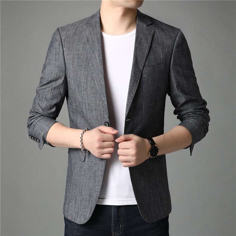 YL111男士2023年春季新款长袖修身免烫潮流西服小西装便服外P168图片
