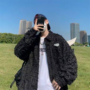 棋盘格子磨毛衬衫男长袖2024新款韩系穿搭高级感衬衣秋季外套C019图片