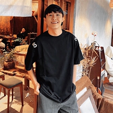 万针全刺绣工艺抖音得物高品质260克重磅纯棉双纱美式高街短袖T恤，男装T恤，电商A486
