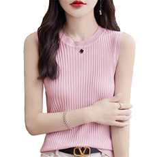夏季冰丝针织背心女内搭配西装打底宽松外穿无袖t恤宽带圆领吊带，女装背心吊带，暖姿羊绒