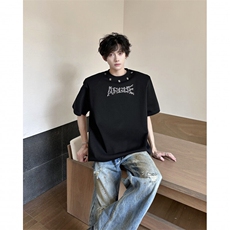 25设计感男珍珠垫肩T恤短袖DX191-P58，男装T恤，电商B288