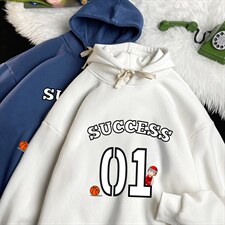 WY2205-P35加绒款-P40纯棉连帽卫衣男大码运动帽衫宽松薄，男装卫衣，电商A040