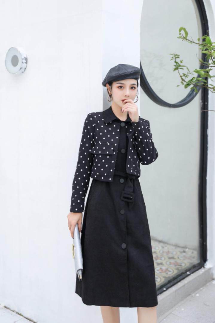 两件套连衣裙黑色咖啡色m一XXL，女装连衣裙，圣姿源