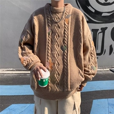 秋冬款潮牌美式高街复古印花毛衣男女宽松针织外套，男装针织衫/毛衣，星座716-2
