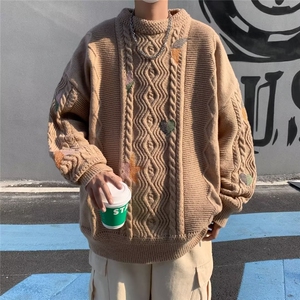 秋冬款潮牌美式高街复古印花毛衣男女宽松针织外套图片