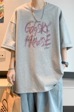 已注册/夏季内景渐变字母印花短袖T恤男潮宽松打底衫DT00049/P25，男装T恤，电商B316