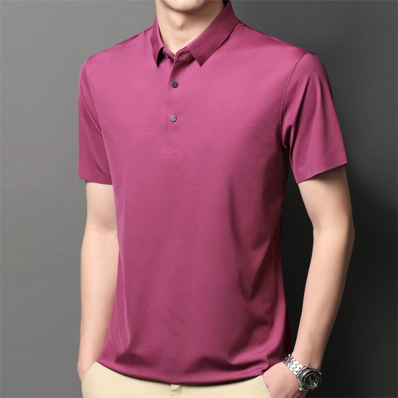 2023夏季新款短袖t恤男POLO打底衫翻领纯色宽松休闲上衣中年男士,男装T恤,电商B212（原钱塘6029）