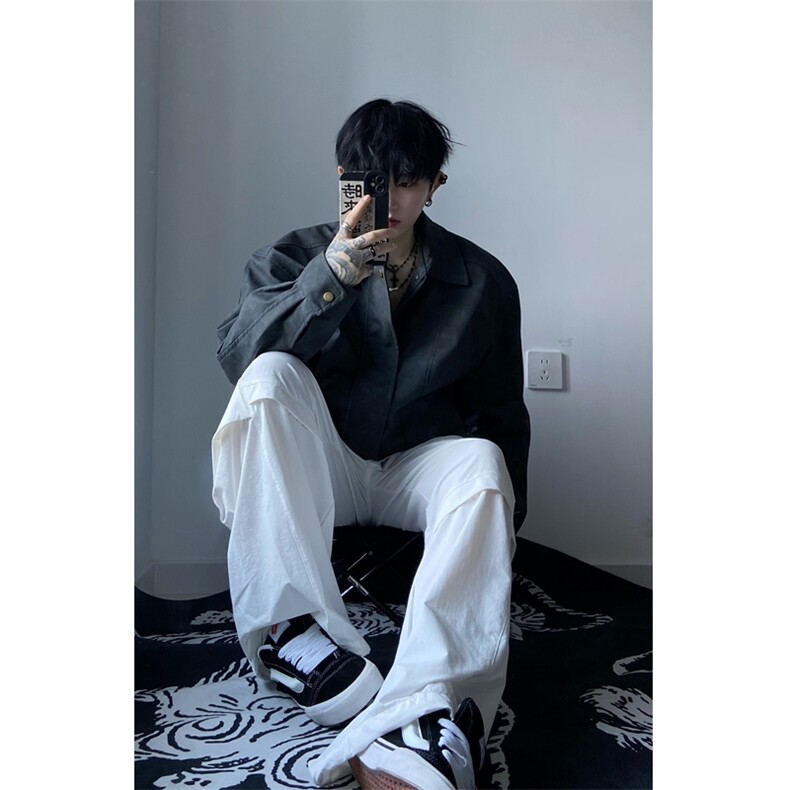 档口图盗图抖音PU皮夹克宽松复古纯色外套DY2407-P80,男装夹克,星座1213
