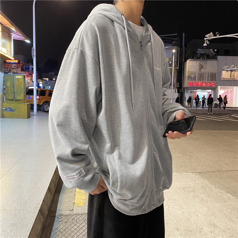 2021百搭宽松休闲显瘦连帽抽绳简约外套男XW190-特批35图片