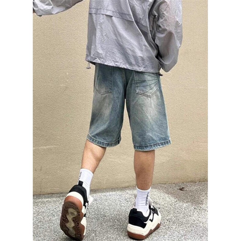 美式做旧牛仔短裤男潮流夏季新款宽松百搭直筒五分裤ND648,男装牛仔裤,星座1116A（原606A-3）
