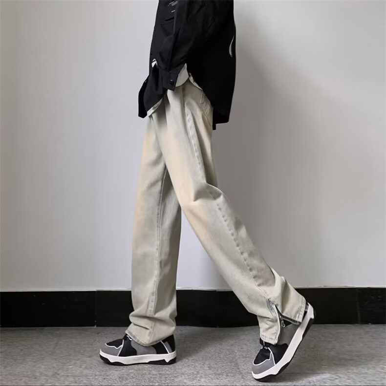 美式复古黄泥染牛仔裤男女新款拉链直筒hiphop高街裤子DN300-p43,男装牛仔裤,星座1008-1