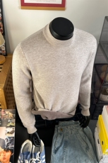简约风纯色半高领毛衣加绒保暖百搭针织衫休闲上衣ZJ6102-特价P38，男装针织衫/毛衣，电商A007