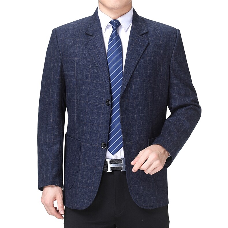 中年西服男春秋季宽松纯色厚款商务休闲西装男外套单西上衣爸爸装,男装西服,电商B212（原钱塘6029）