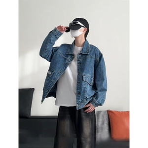 潮流小标休闲大码宽松男女立体牛仔外套夹克J301-P65【特价】图片