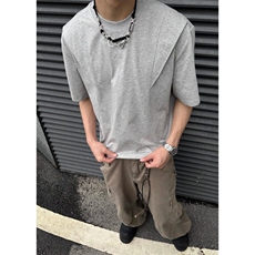 夏季新款休闲日常百搭圆领短袖男街头简约复古vintage刺绣纯色T恤，男装T恤，星座506A