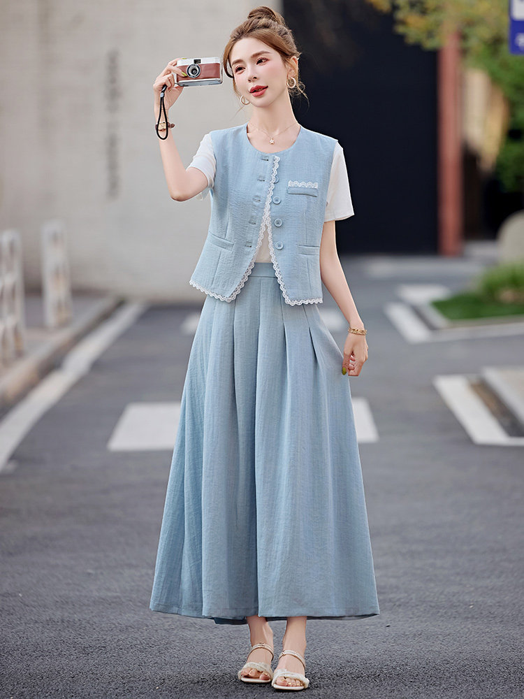 轻奢高级感穿搭套装女2025夏季减龄洋气小香风马甲裙子三件套遮肉,女装套装/套裙,慧尚依恋
