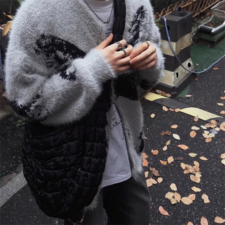 美式高街蝴蝶提花拉链开衫毛衣男女秋冬慵懒宽松针织衫MY312,男装针织衫/毛衣,星座1116A（原606A-3）