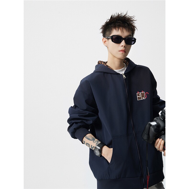 小恶魔印花豹纹连帽大码M-5XL美式夹克男女无影墙JK78121P69控98，男装夹克，星座227-7