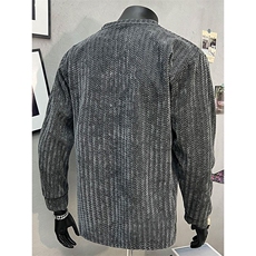 美式高街千鸟格子长袖T恤男女亨利V领英伦雅痞休闲宽松长袖打底衫，男装T恤，电商A443