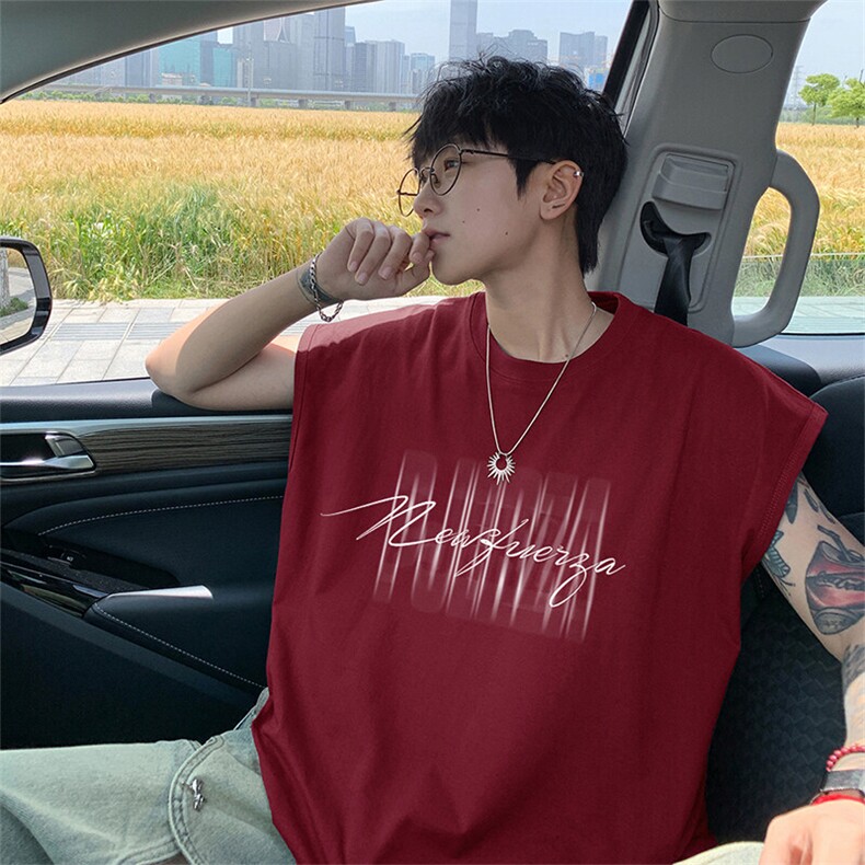 可48小时发货支持抖音得物来样二开240克重磅美式纯棉背心无袖t恤图片