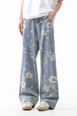 903-AK40-特P55【S-3XL】男女花灰牛仔裤！4，男装牛仔裤，星座903
