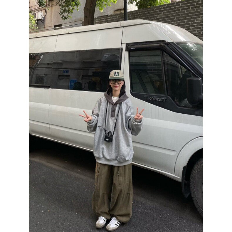 W9584-P48网图现货日系复古小众华夫格连帽卫衣宽松套头上衣,男装卫衣,星座1608-2