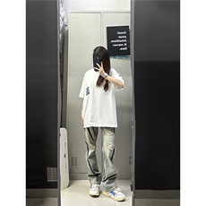 B221美式ins高街小众个性男女破洞牛仔裤LK23001-P65控88，男装牛仔裤，电商B221