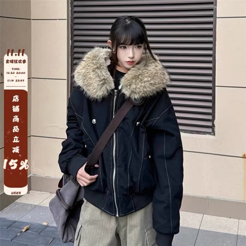 加绒加厚冬款男女连帽毛领棉衣座山雕大口袋保暖外套MY266P105,男装棉衣,星座1013-1