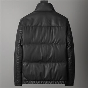 2023新款皮羽绒服男二层绵羊皮鹅绒皮夹克加厚外套韩版皮衣图片