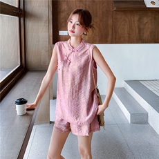 现货夏装新款新中式盘扣复古套装两件套2b114-2268P160K249，女装套装/套裙，网红馆