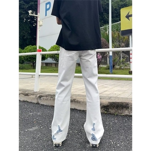 K7116-P50 白色牛仔裤男新款美式高街cleanfit裤子破洞直筒图片