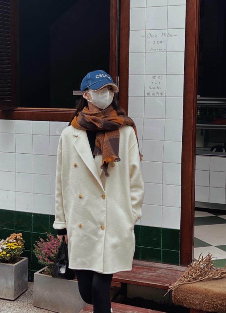 秋冬新款韩版中长款6粒扣羊绒大衣，其它，HJ