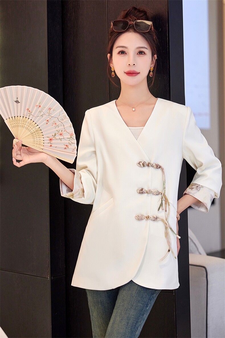 【专柜25春新款】新中式国风别致绝美高级V领西装外套女西服07,女装西装,铭街依杨
