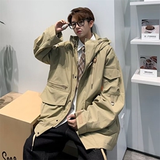 户外山系立体口袋工装连帽风衣春秋款宽松廓形猎装夹克外套FL98，男装风衣，星座1116A-1（原606A）