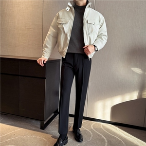 秋冬多口袋设计感防风立领冲锋衣加厚棉服短款外套男M25022-P183,牛仔衣小白鞋搭配图片