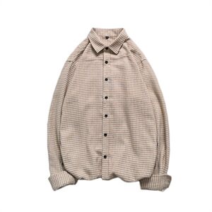 日系休闲磨毛格子衬衫男外套 长袖青少年大码宽松男衬衣C881-P50图片