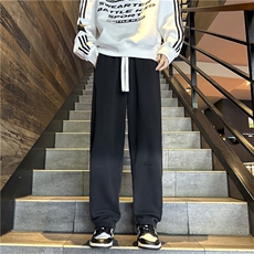 运动卫裤男高街宽松直筒阔腿渐变休闲长裤子1001-1-BK459-P42，男装休闲裤，星座1001-1